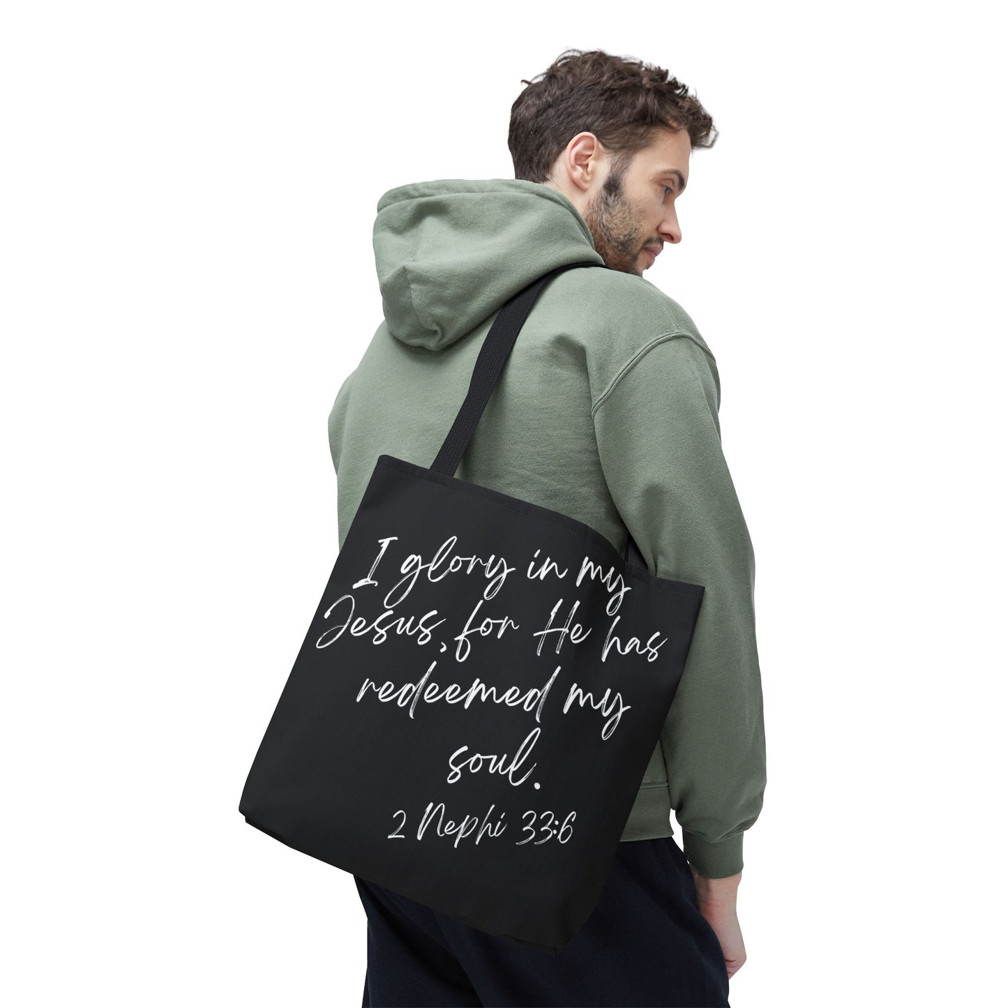 I Glory in My Jesus, Black Tote Bag