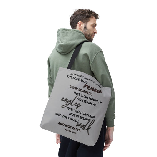 But they that wait upon the Lord Light Grey Tote Bag