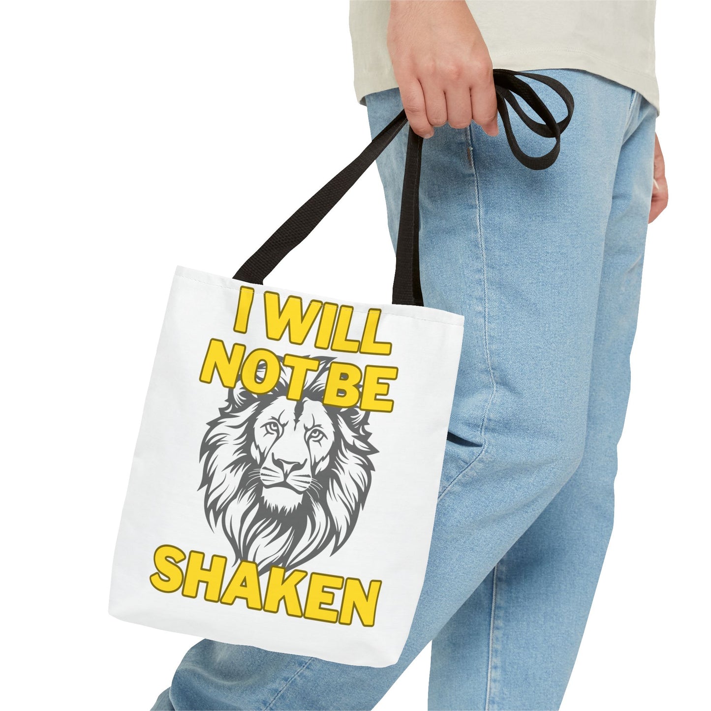 I Will Not Be Shaken White Tote Bag