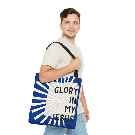 I Glory in My Jesus, Dark Blue Tote Bag