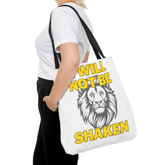 I Will Not Be Shaken White Tote Bag