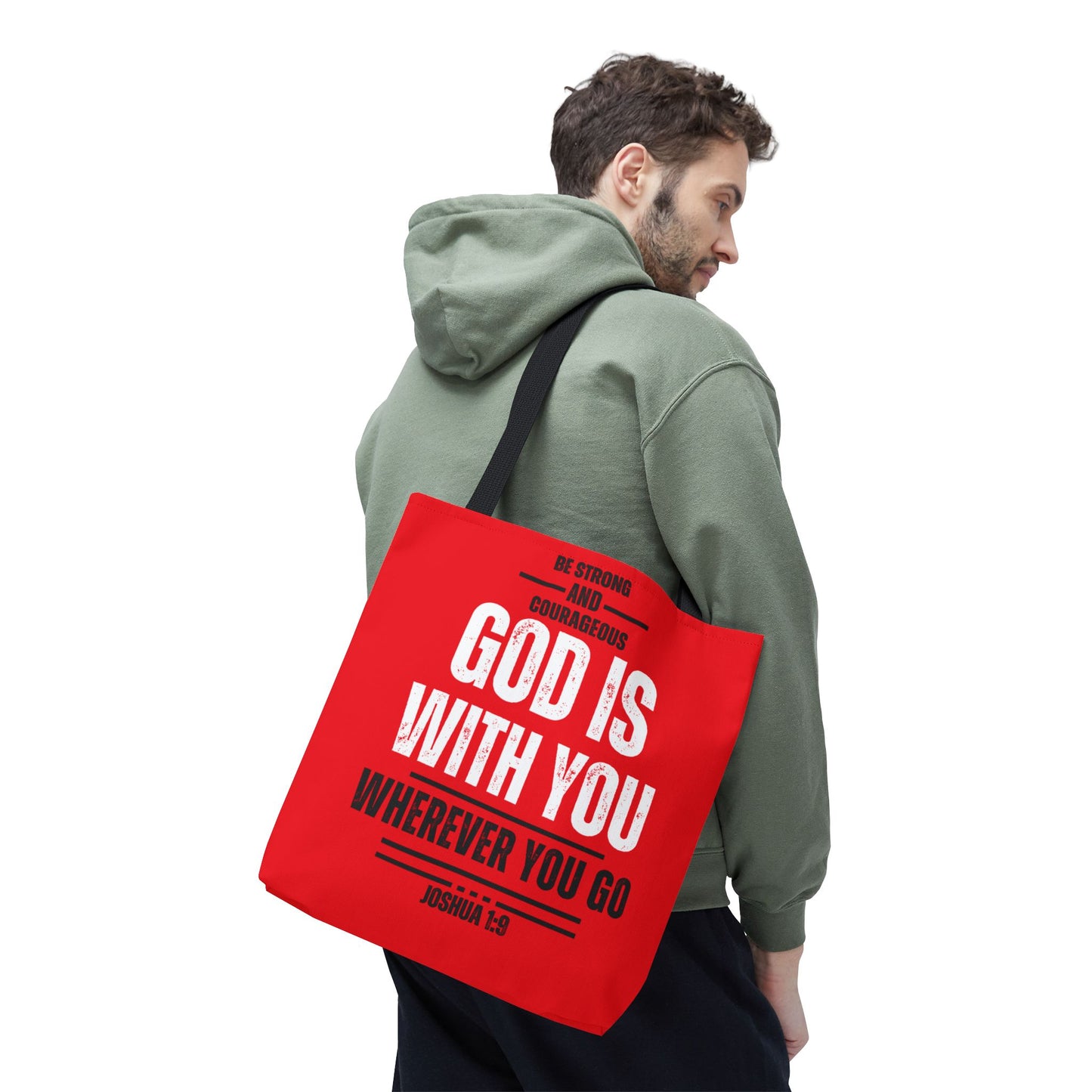 Be Strong and Courageous, Red Tote Bag