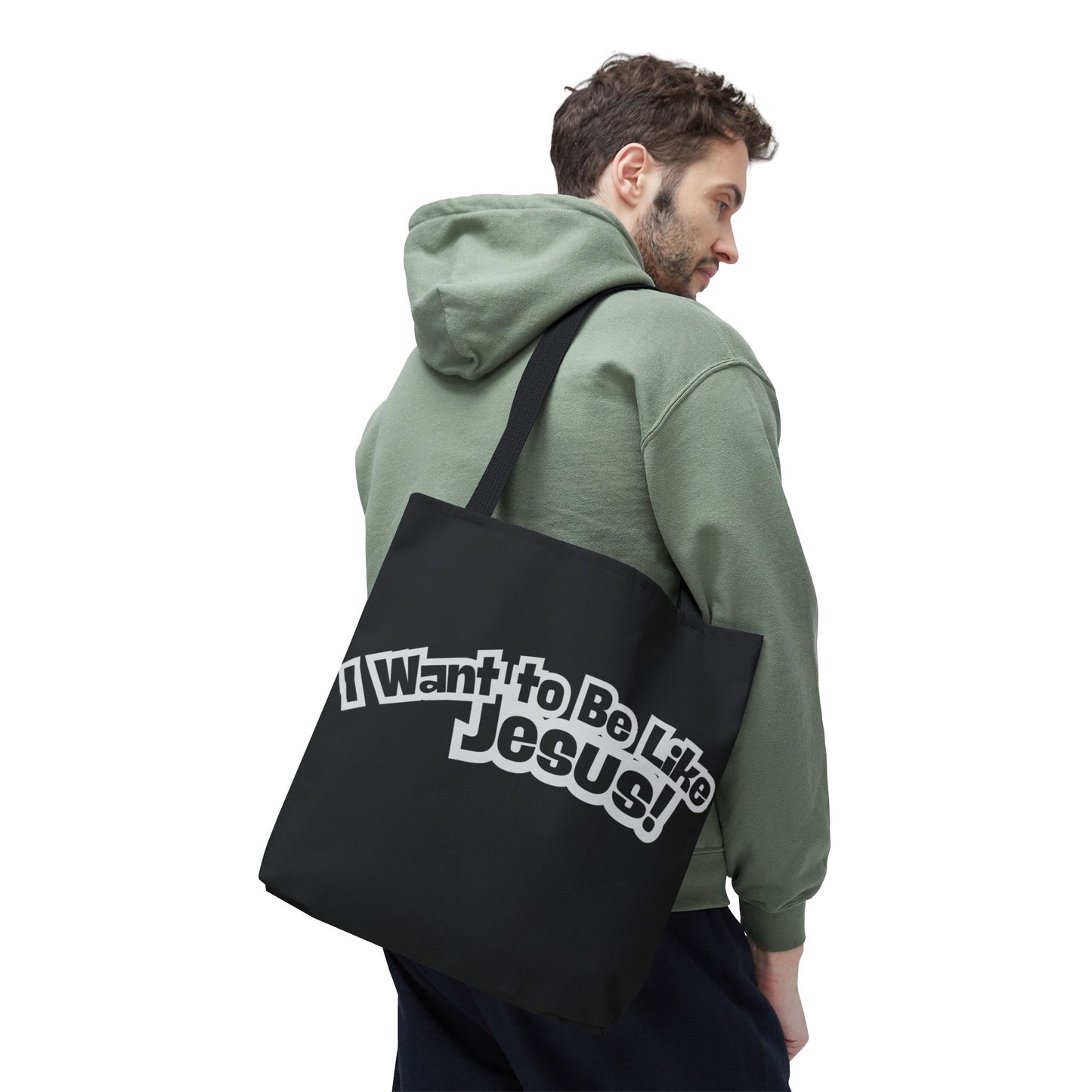 I Want to Be Like Jesus Black Tote Bag