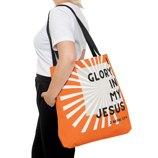 Glory in My Jesus, Orange Tote Bag